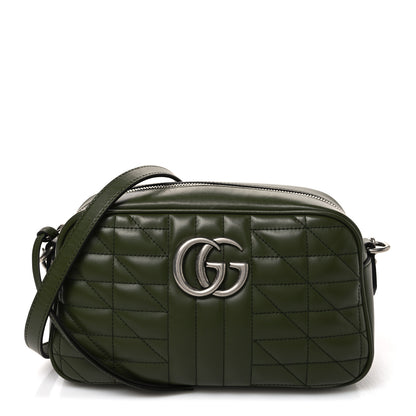 Gucci Calfskin Matelasse Aria Small GG Marmont Chain Shoulder Bag Military Wood 1 of 10