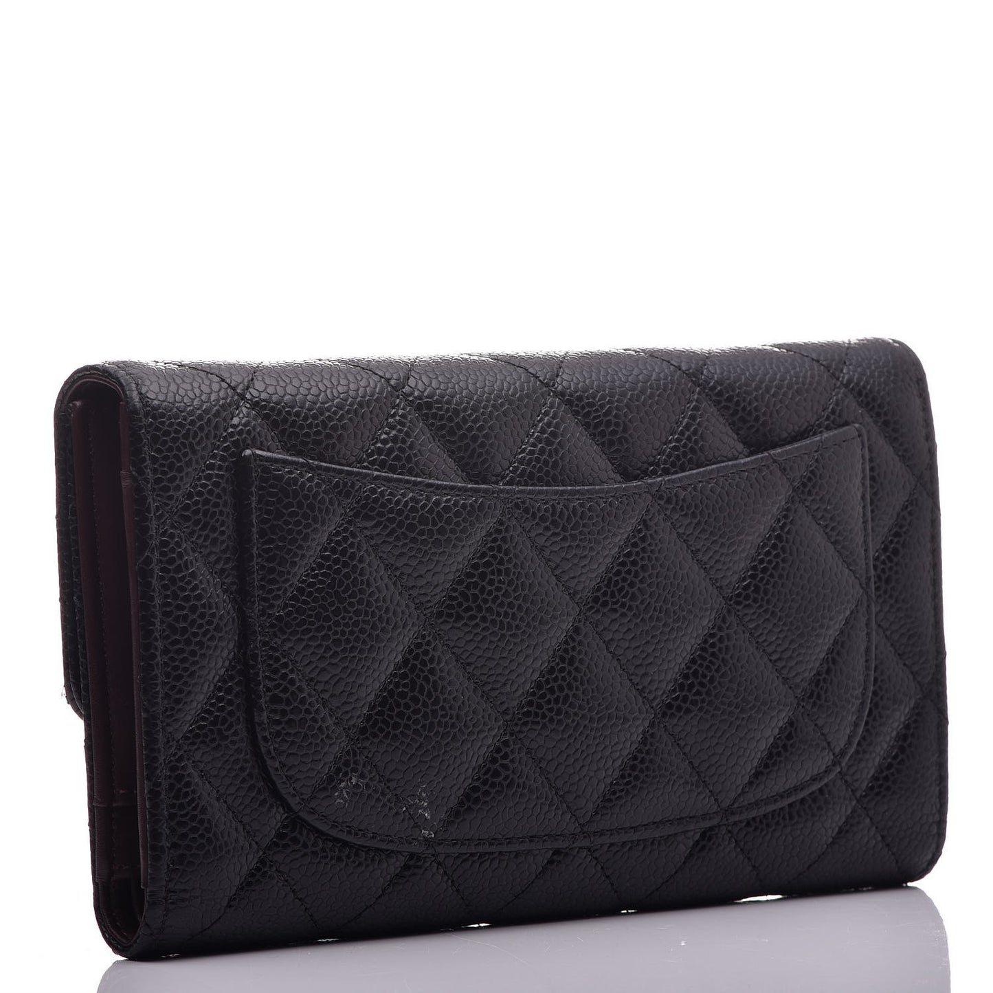 Caviar Quilted Large Flap Wallet Black