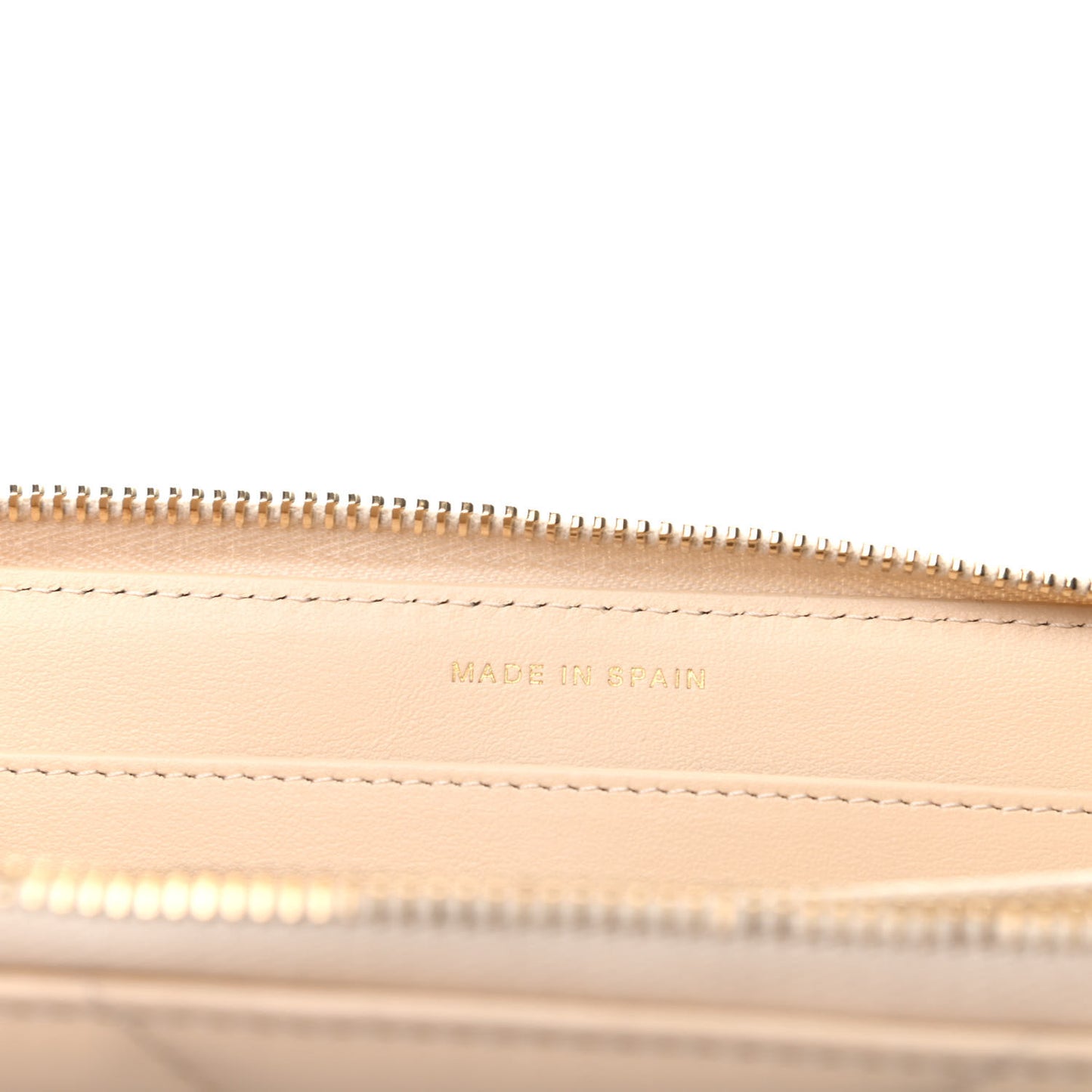 Shiny Goatskin Quilted 19 Long Zipped Around Wallet Beige