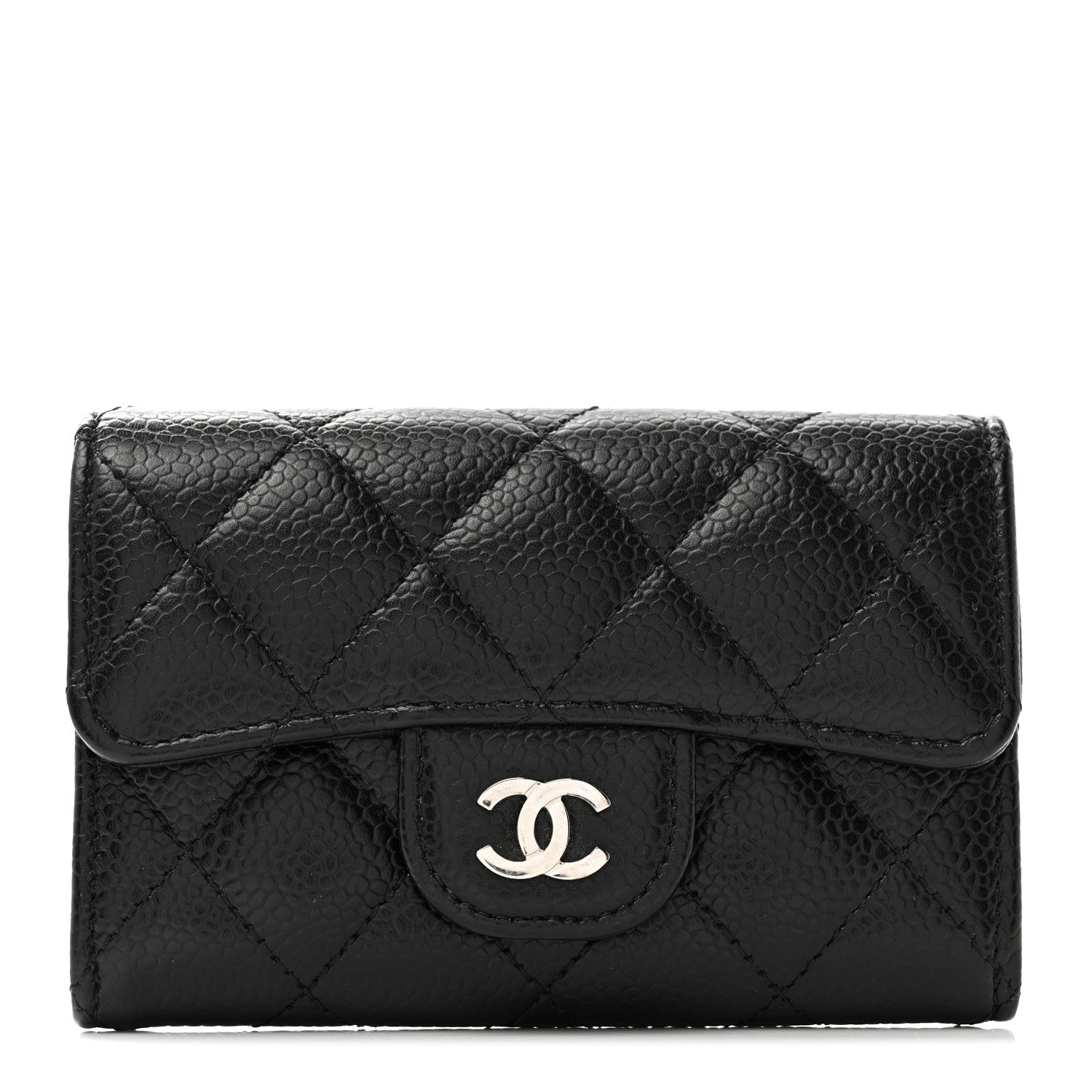 Chanel Caviar Quilted Flap Card Holder Wallet Black 1 of 8