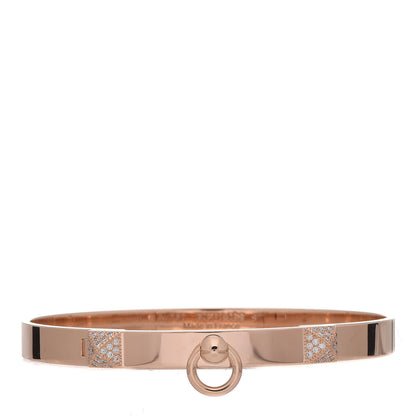 Hermes 18K Rose Gold Diamond PM Collier De Chien Bracelet ST 1 of 6