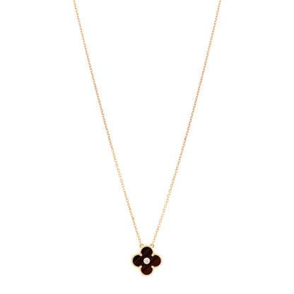 Van Cleef & Arpels 18K Rose Gold Diamond Bulls Eye Vintage Alhambra Pendant Necklace 1 of 5