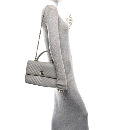Chanel Lambskin Chevron Quilted Medium Trendy CC Dual Handle Flap Bag Grey 2 of 11