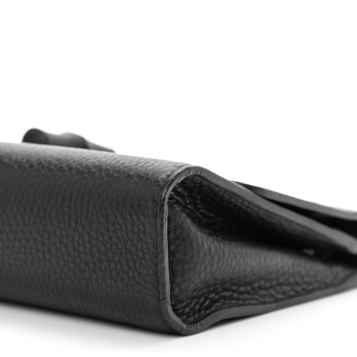 Pebbled Calfskin Medium Miss Bamboo Shoulder Bag Black