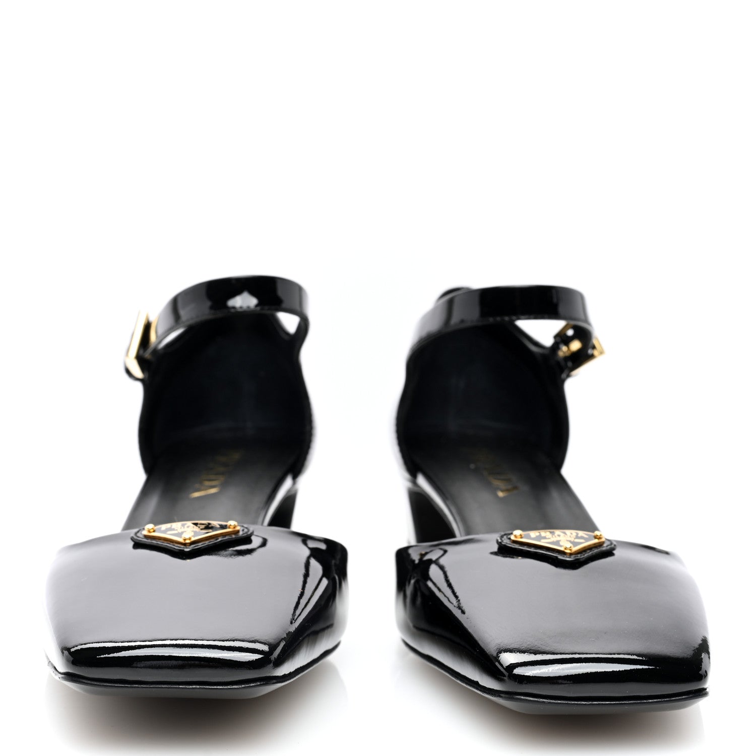 Prada Patent Triangle Squared Toe 35mm Pumps 39 Black 3 of 8
