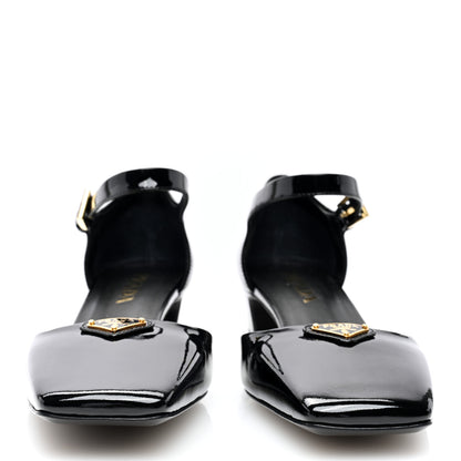 Prada Patent Triangle Squared Toe 35mm Pumps 39 Black 3 of 8