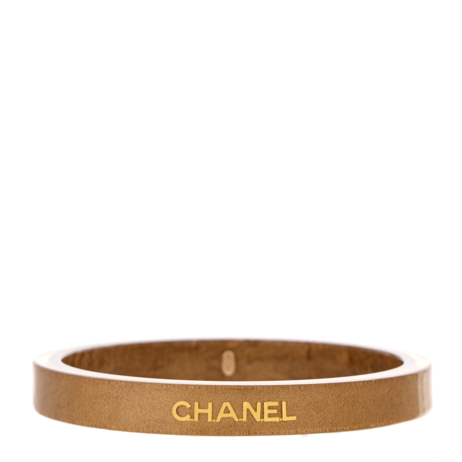 Chanel Resin Logo Bangle Bracelet Gold 3 of 4