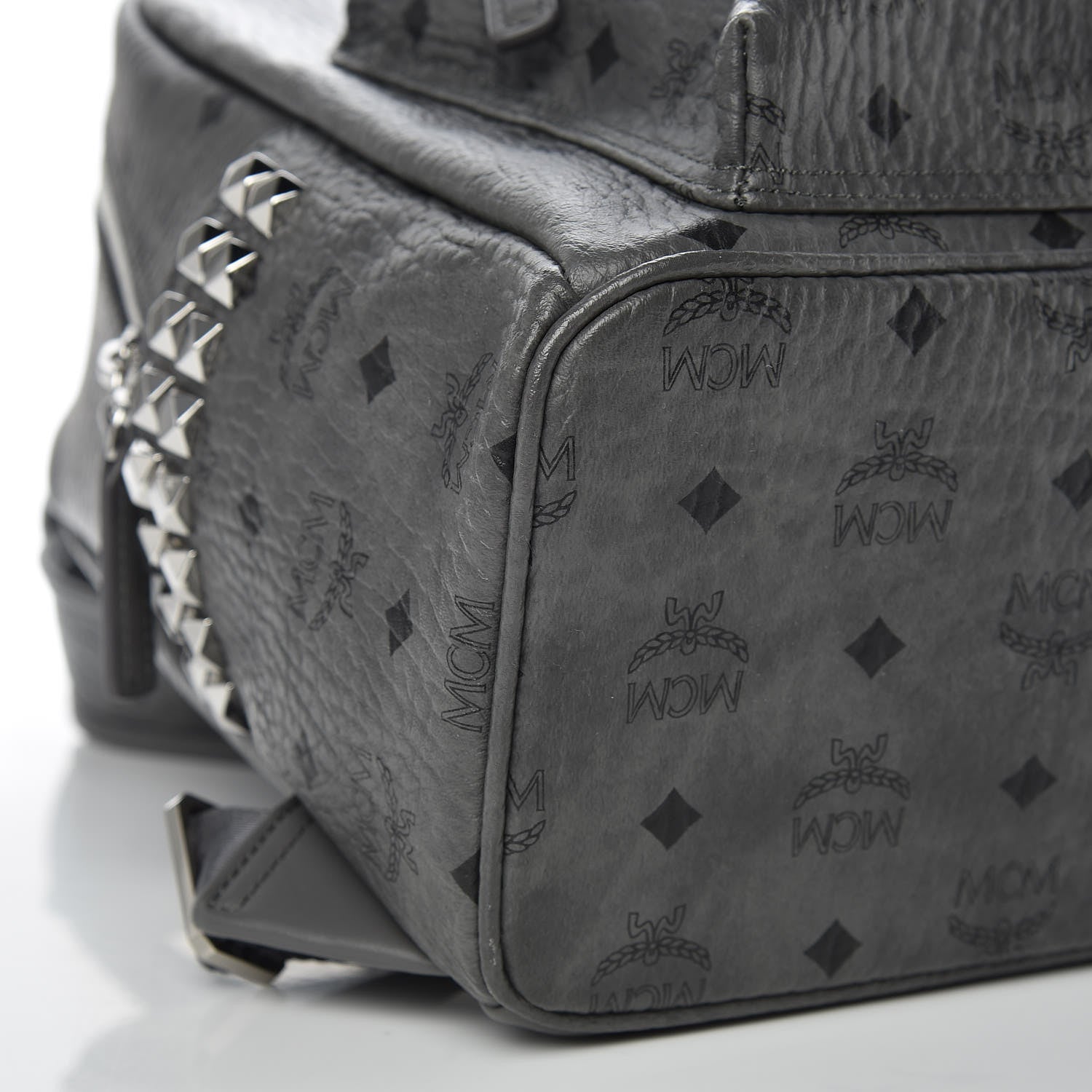 MCM Visetos Side Stud Medium Stark Backpack Grey 9 of 10