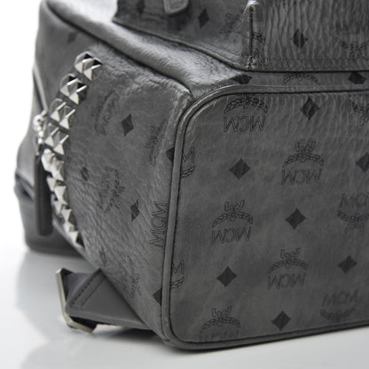 MCM Visetos Side Stud Medium Stark Backpack Grey 9 of 10