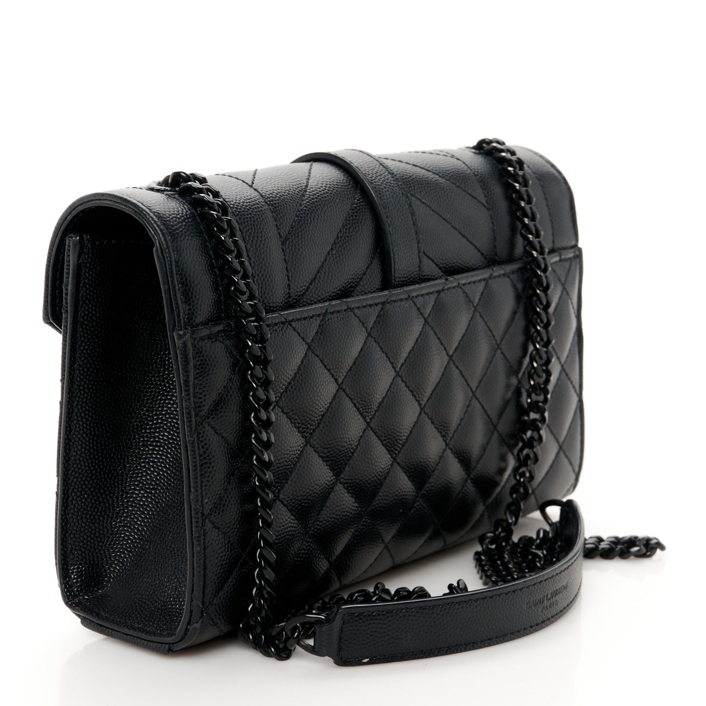 Grain De Poudre Textured Mixed Matelasse Triquilt Small Monogram Monochrome Satchel Black