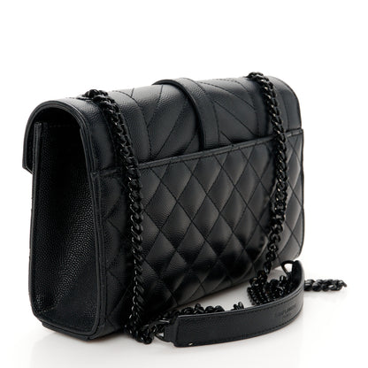 Saint Laurent Grain De Poudre Textured Mixed Matelasse Triquilt Small Monogram Monochrome Satchel Black 3 of 11