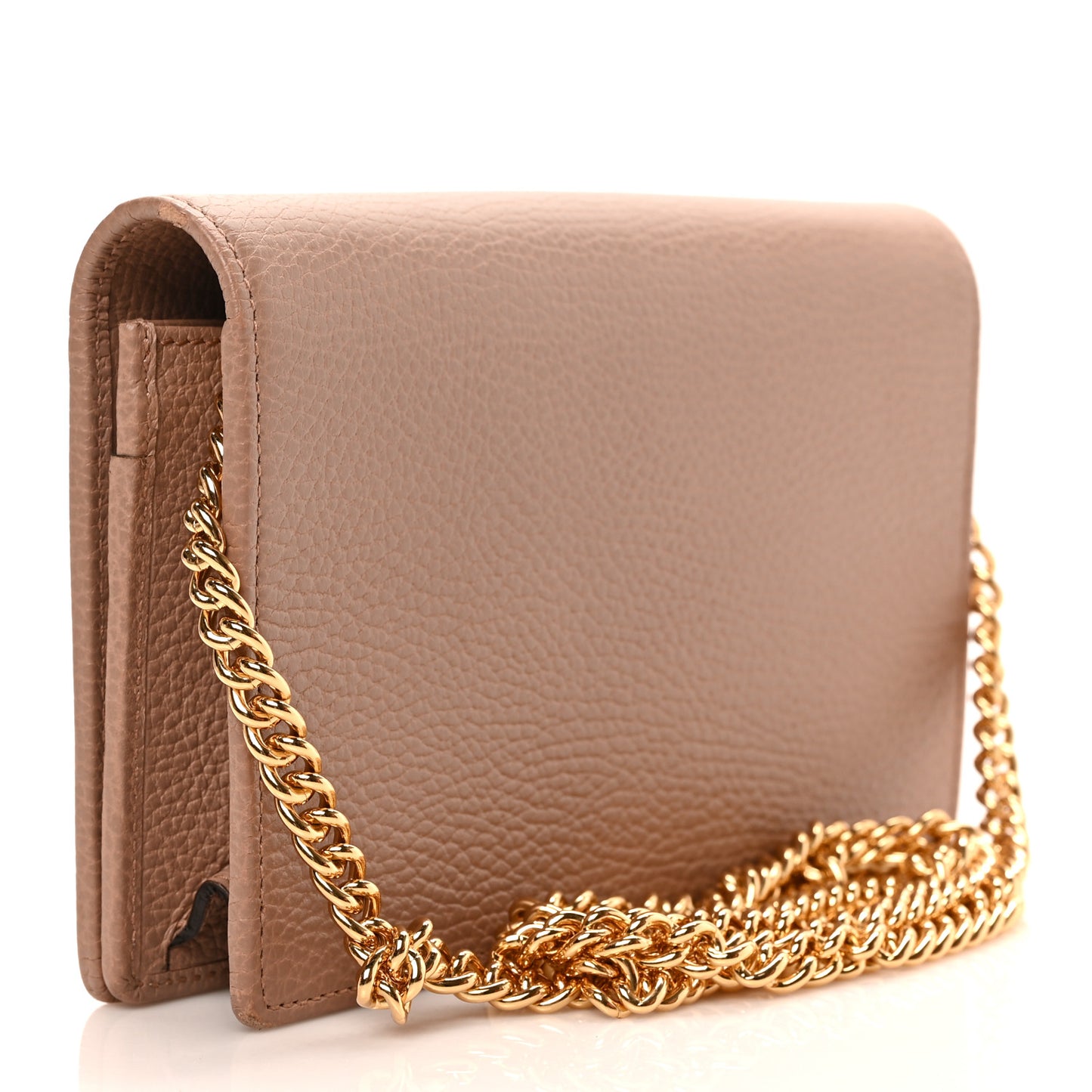 Calfskin Mini GG Marmont Chain Wallet Porcelain Rose