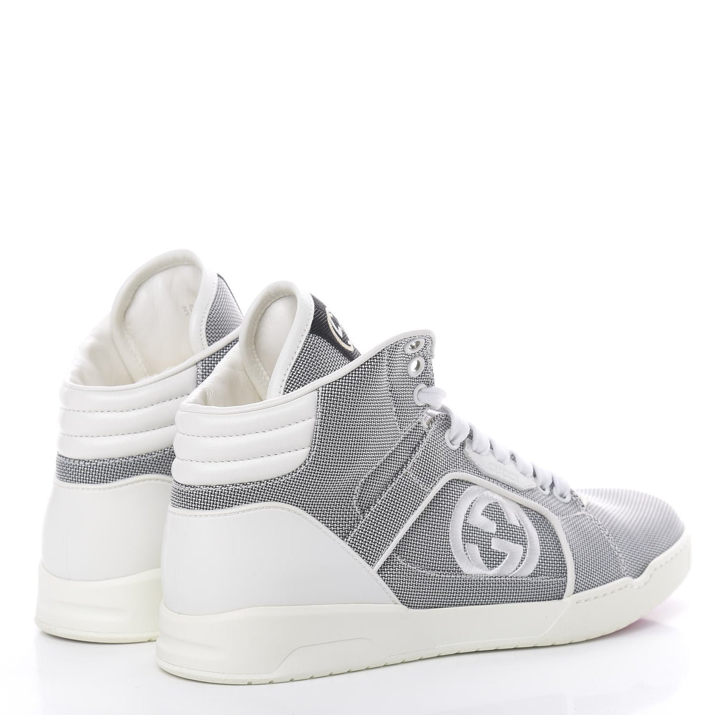 Baling Fabric Nappa Moorea Interlocking G Mens High Top Sneakers 6 Great White White
