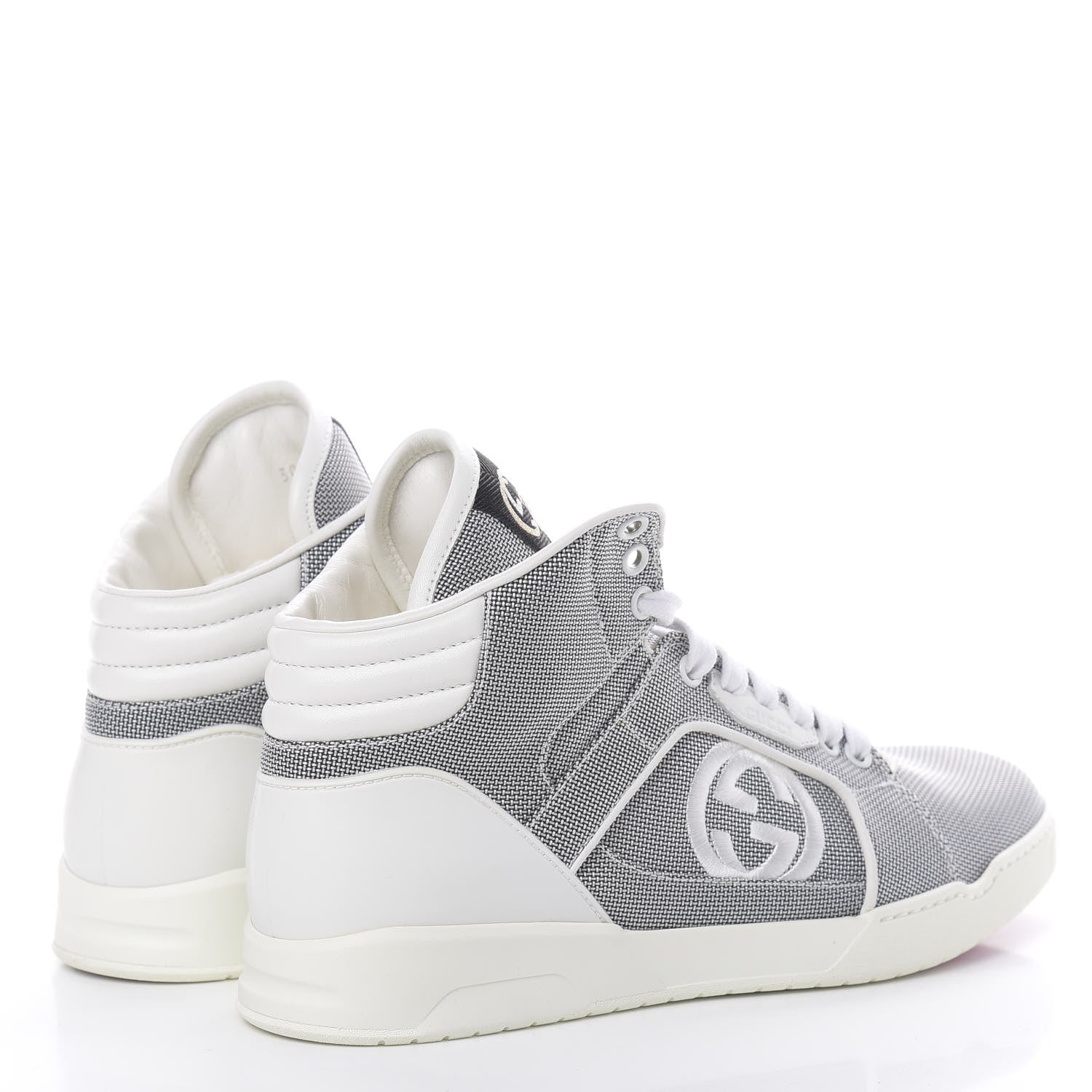 Gucci Baling Fabric Nappa Moorea Interlocking G Mens High Top Sneakers 6 Great White White 4 of 8