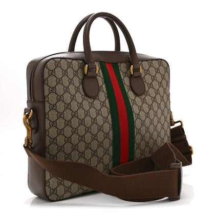 Gucci GG Supreme Monogram Textured Calfskin Web Medium Ophidia Briefcase Beige Ebony New Acero 3 of 11