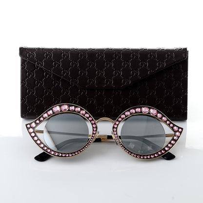 Gucci Metal Crystal Cat Eye Sunglasses GG0046/S Light Pink 10 of 10