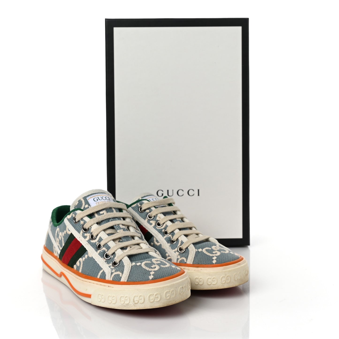 Cotton GG Monogram Web Womens 1977 Tennis Sneakers 36 Philod Ivory Mystic White