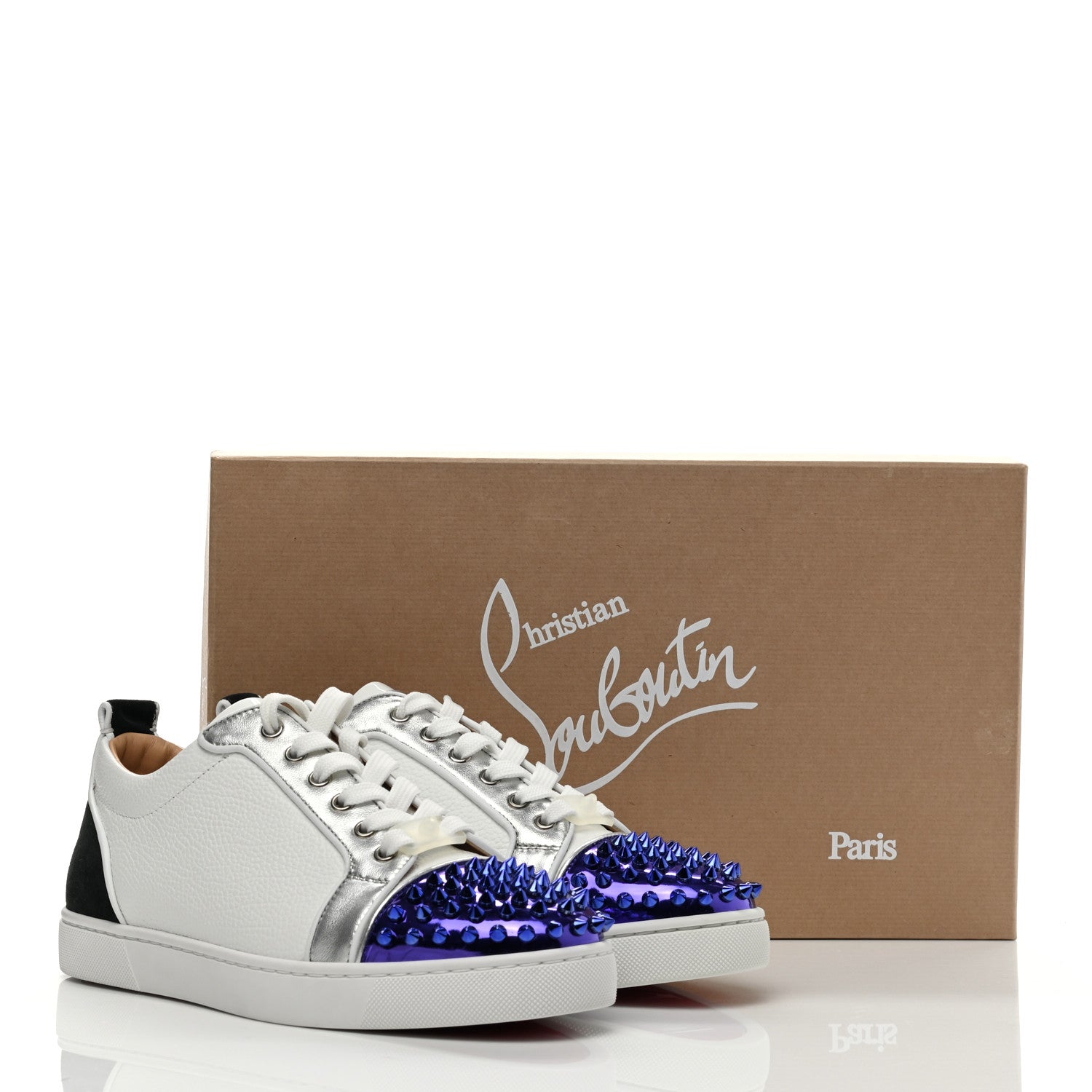 Christian Louboutin Calfskin Patent Mens Louis Junior Spikes Orlato Flat Sneakers 40 Version Multi 8 of 8