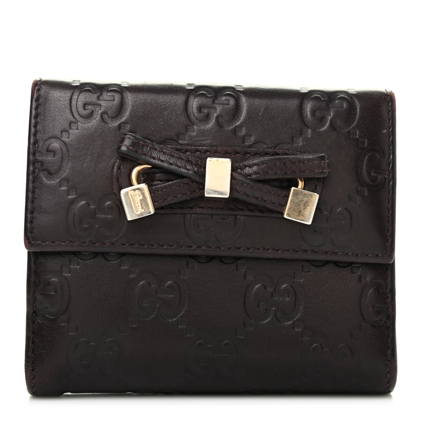 Guccissima Princy Compact French Flap Wallet Dark Brown