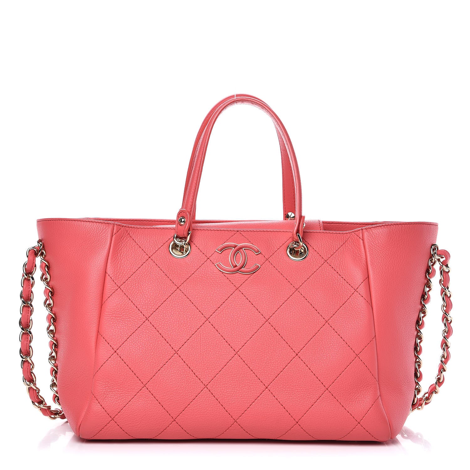 Chanel Bullskin Stitched Small Shopping Tote Pink 1 of 11