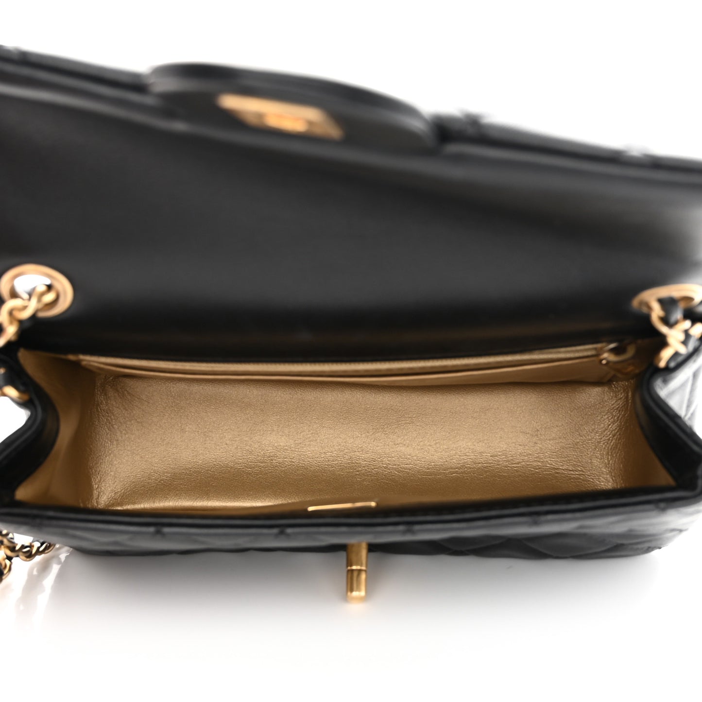 Lambskin Quilted Mini Rectangular Pearl Crush Flap Black