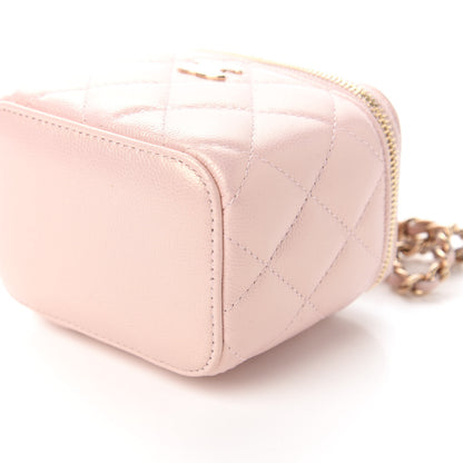 Chanel Iridescent Caviar Quilted Mini Pearl On Top Vanity Case With Chain Light Pink 7 of 11