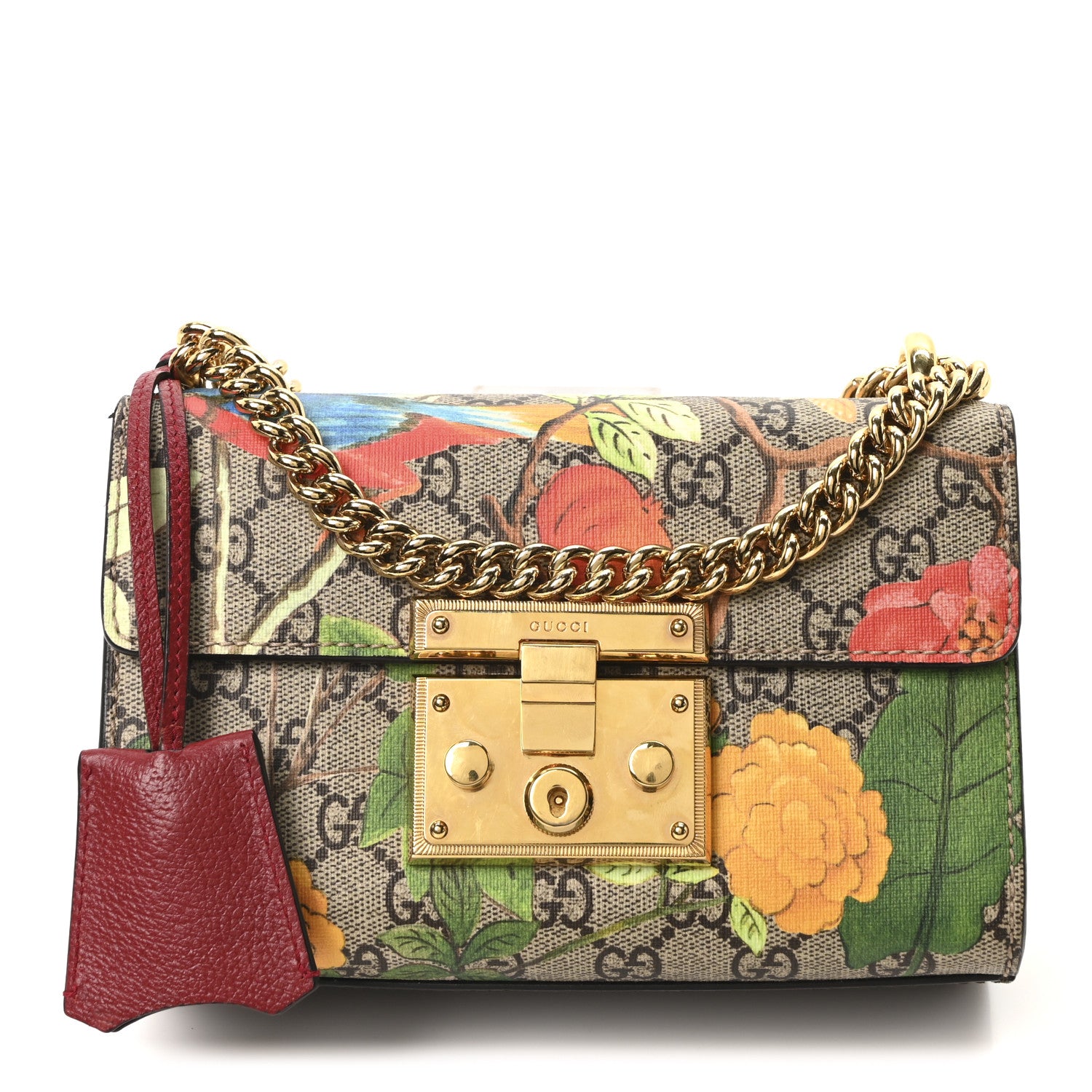 Gucci GG Supreme Monogram Tian Small Padlock Shoulder Bag Beige Multicolor New Acero 1 of 10