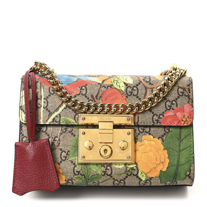 Gucci GG Supreme Monogram Tian Small Padlock Shoulder Bag Beige Multicolor New Acero 1 of 10