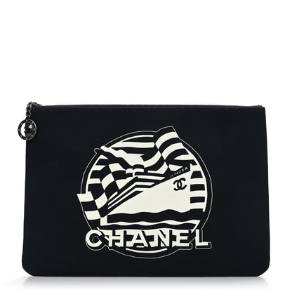 Chanel Canvas La Pausa Large Cosmetic Case Black 1 of 6