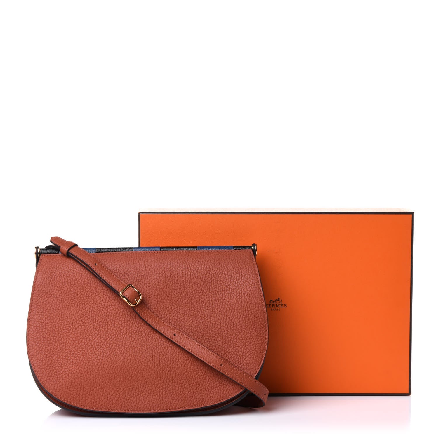 Hermes Taurillon Clemence Chevre Mysore Saut 25 Cuivre Deep Bleu 10 of 10