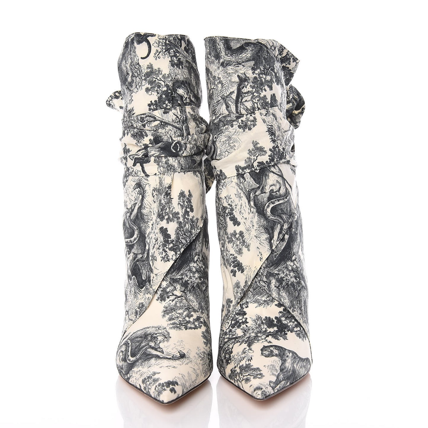 Canvas Toile de Jouy Dior Huggy 90mm Ankle Boots 39 Off White Black