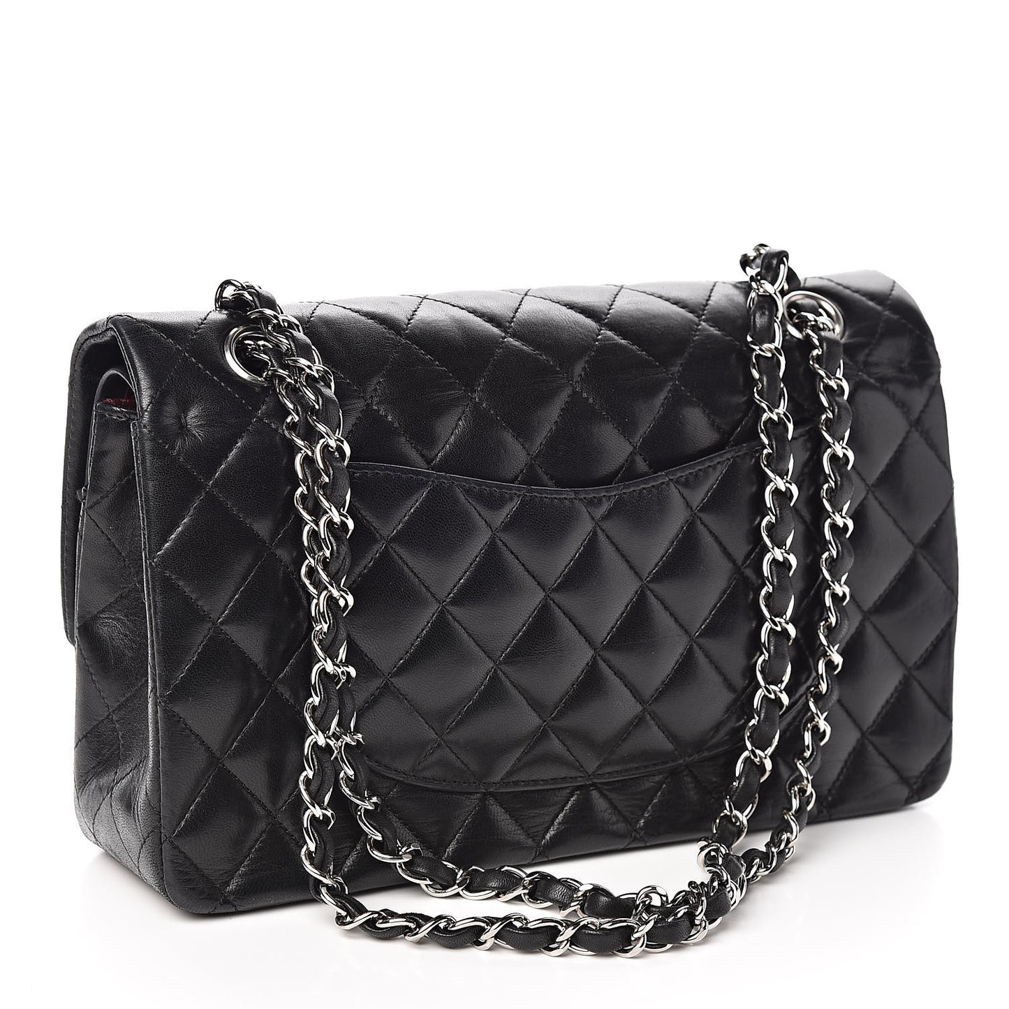Lambskin Quilted Medium Double Flap Black