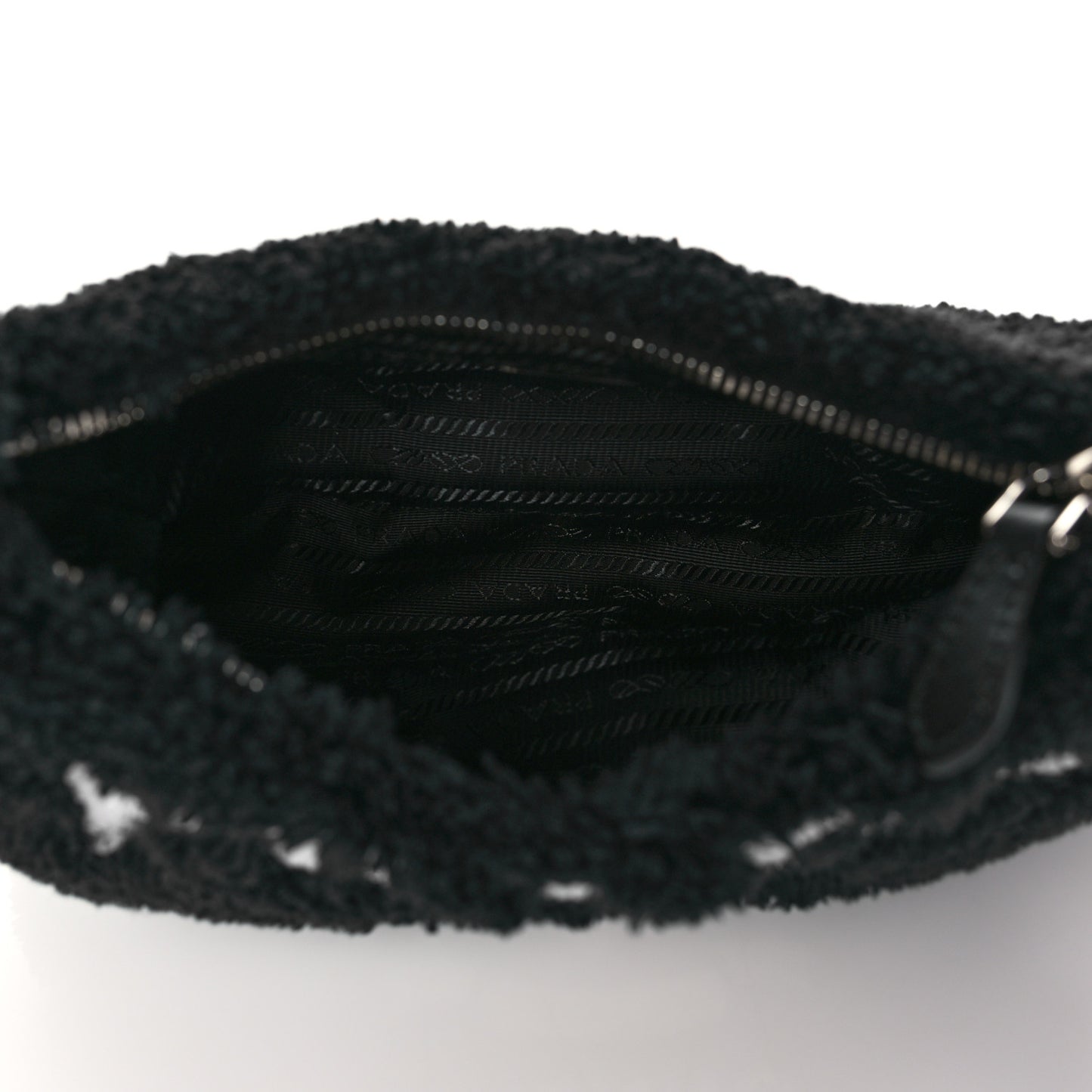 Terry Cloth Mini Re-Edition 2000 Bag Black White