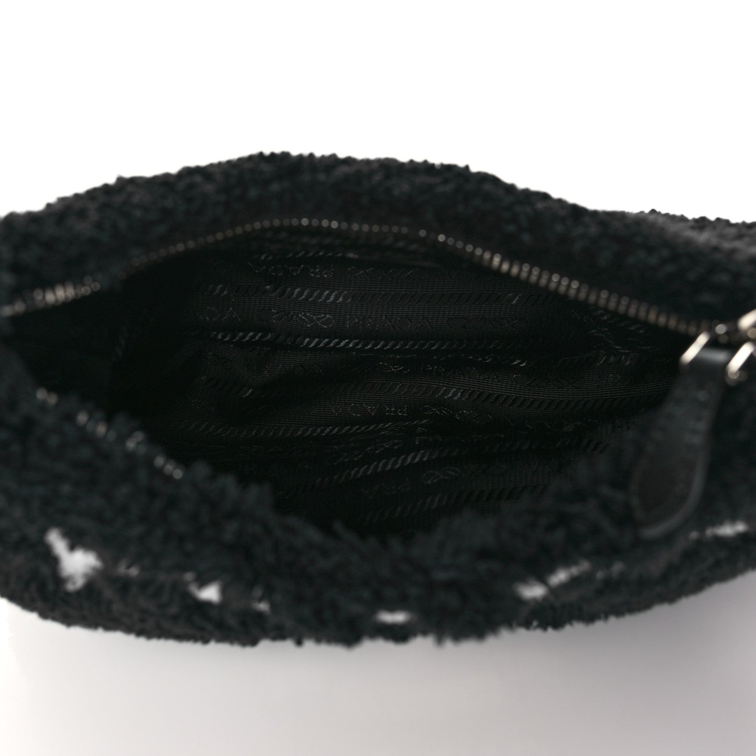 Prada Terry Cloth Mini Re-Edition 2000 Bag Black White 5 of 11