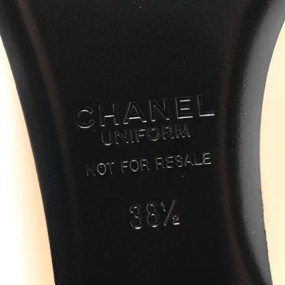 Chanel Lambskin Cap Toe CC Uniform Ballerina Flats 38.5 Beige Black 6 of 9