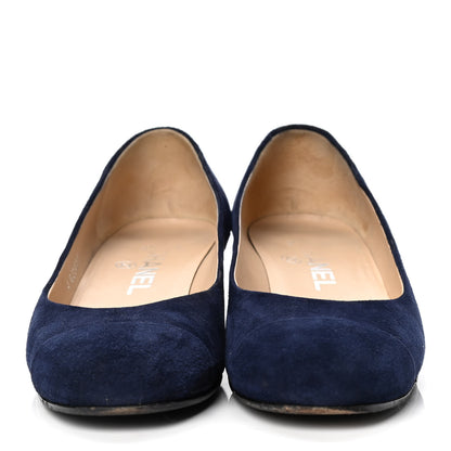 Chanel Suede Cap Toe CC Pumps 35 Navy 2 of 6