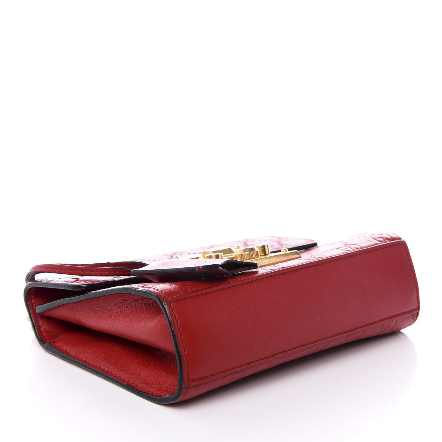Guccissima Small Padlock Shoulder Bag Hibiscus Red