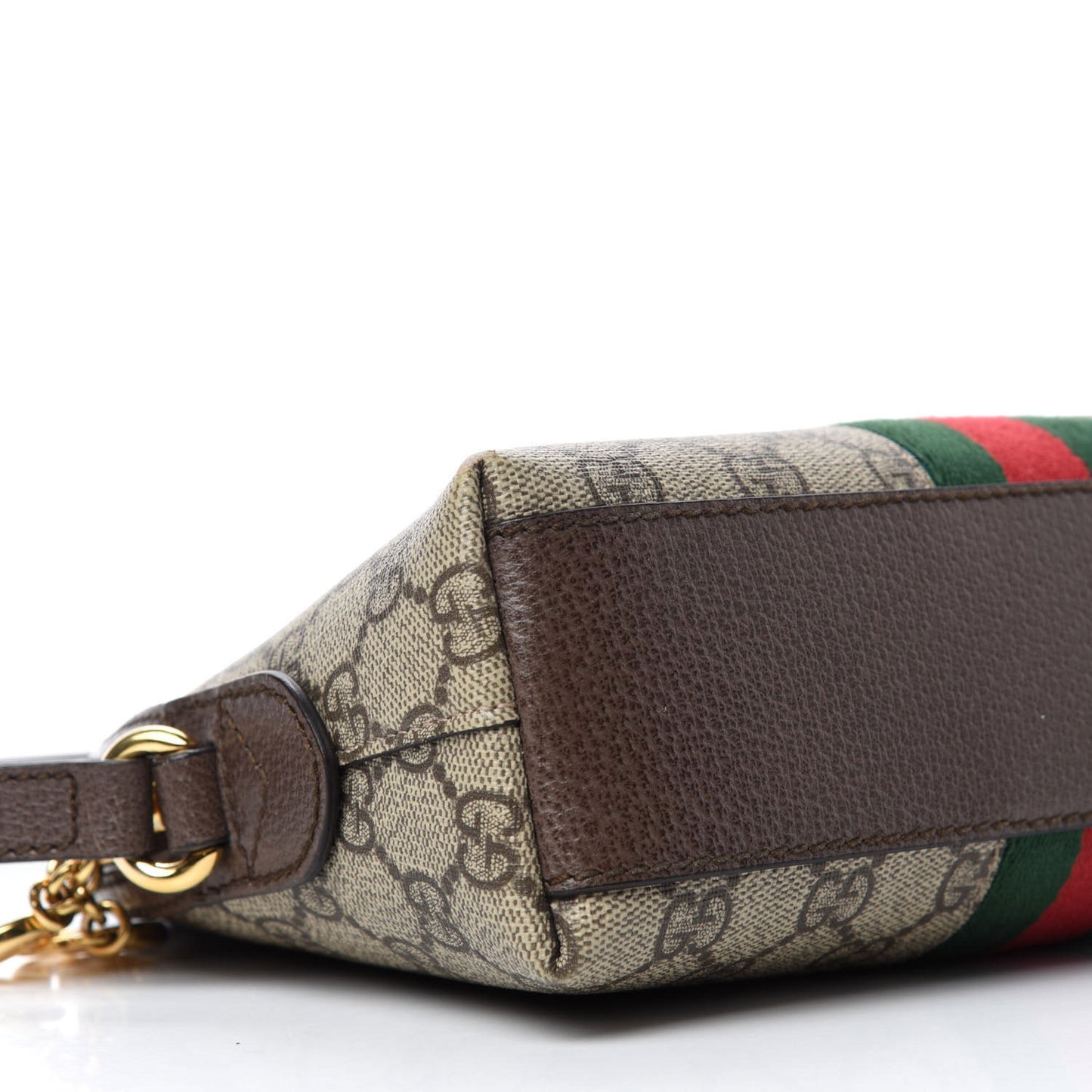 GG Supreme Monogram Textured Dollar Calfskin Web Small Ophidia Dome Shoulder Bag Beige Ebony New Acero