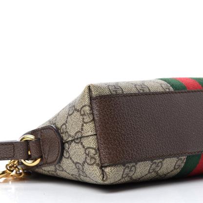 Gucci GG Supreme Monogram Textured Dollar Calfskin Web Small Ophidia Dome Shoulder Bag Beige Ebony New Acero 6 of 10