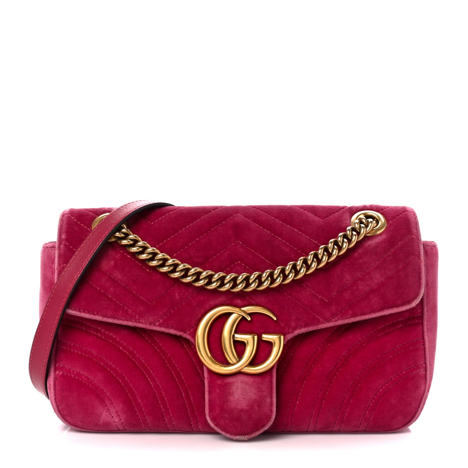 Gucci Velvet Matelasse Small GG Marmont Shoulder Bag Light Raspberry Rose 1 of 12