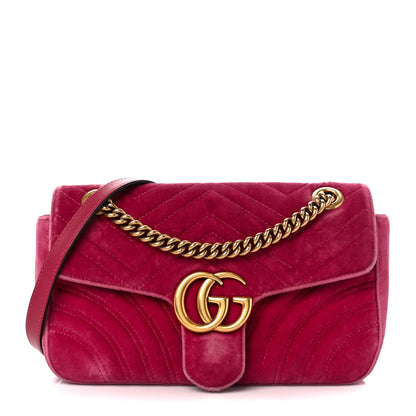 Gucci Velvet Matelasse Small GG Marmont Shoulder Bag Light Raspberry Rose 1 of 12