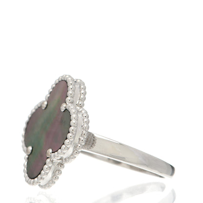 Van Cleef & Arpels 18K White Gold Gray Mother of Pearl Magic Alhambra Ring 56 7.5 3 of 7