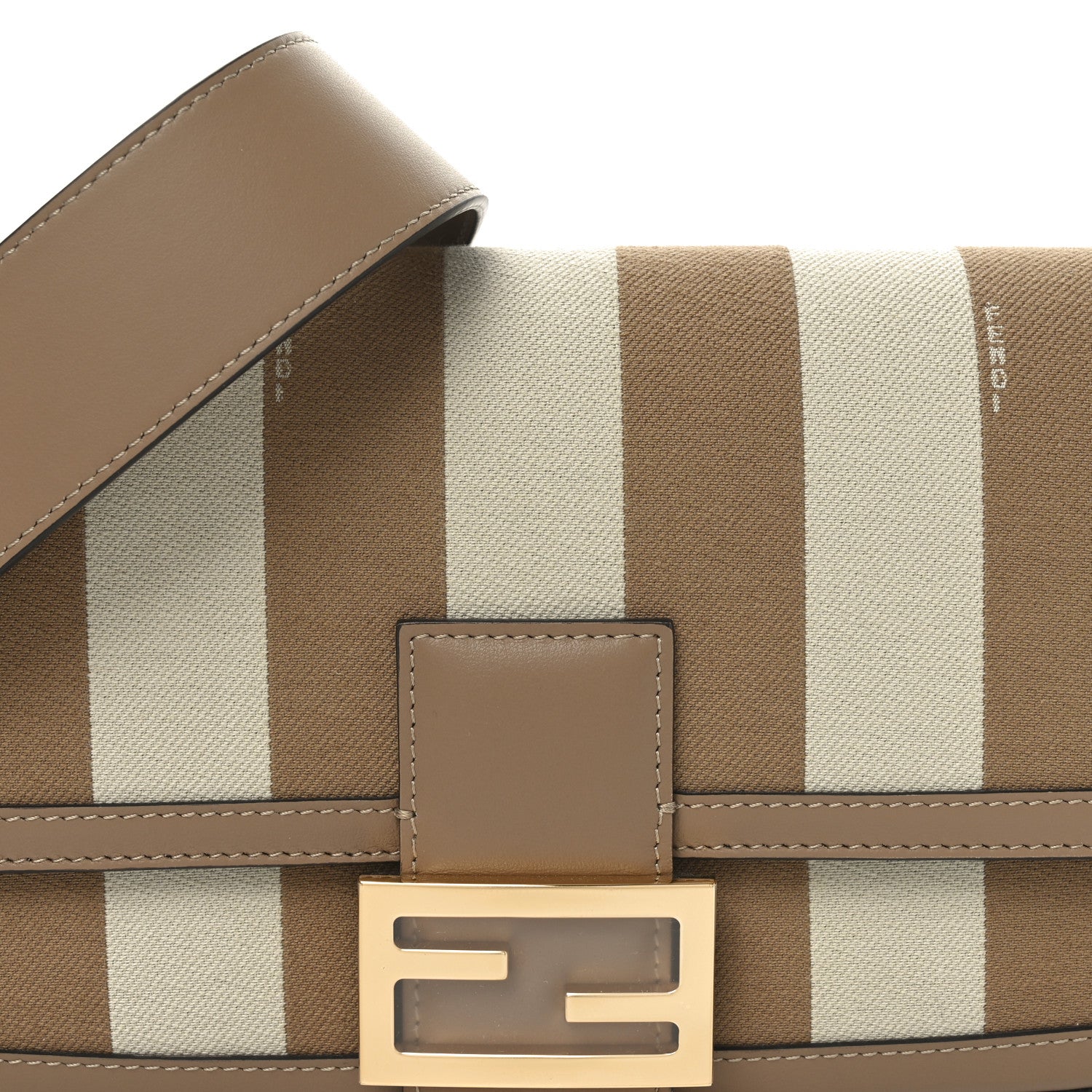 Fendi Canvas Pequin Striped Baguette Beige Sand 8 of 10