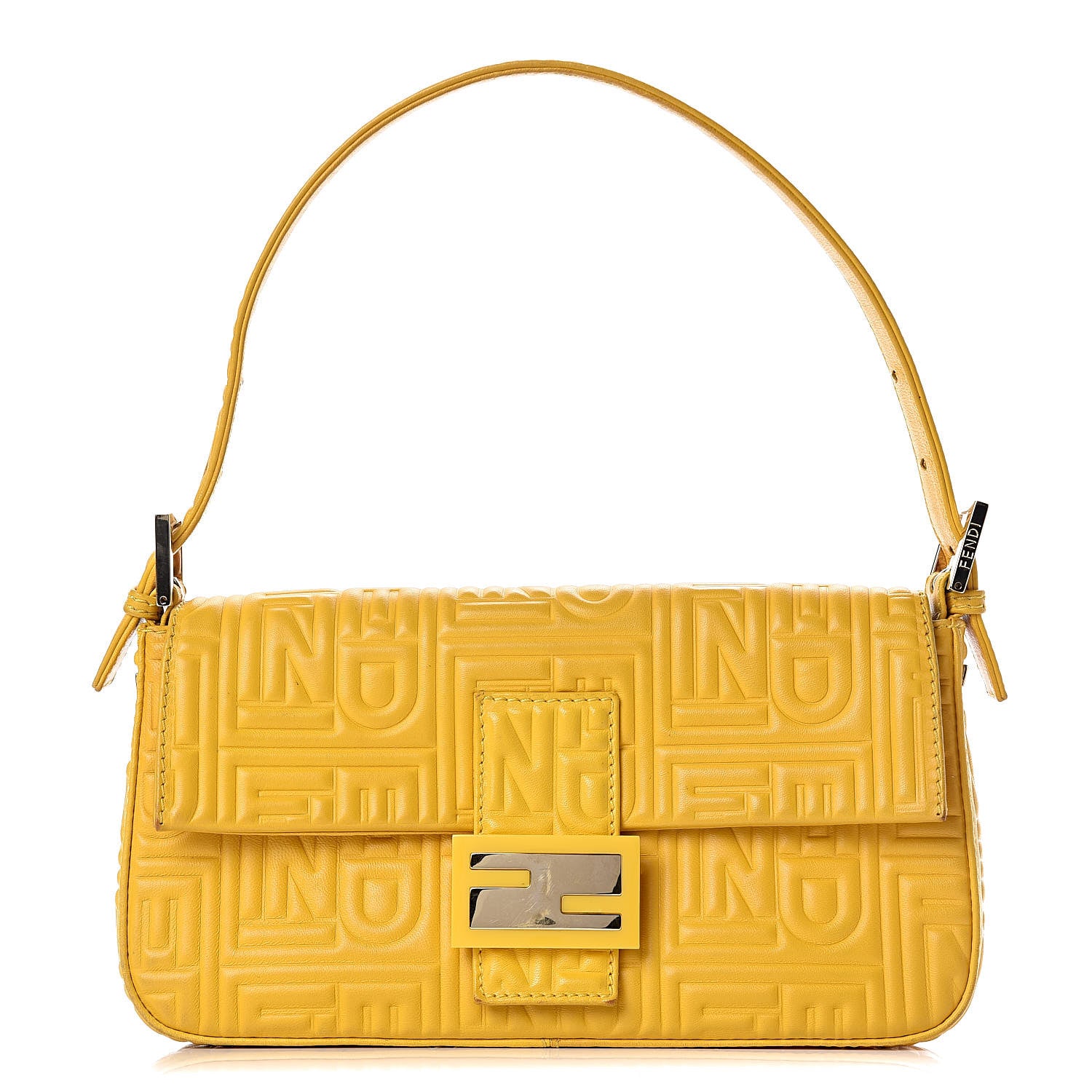 Fendi Nappa Logo Embossed Baguette Lemon Giallo 1 of 17