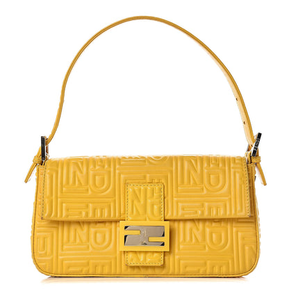 Fendi Nappa Logo Embossed Baguette Lemon Giallo 1 of 17
