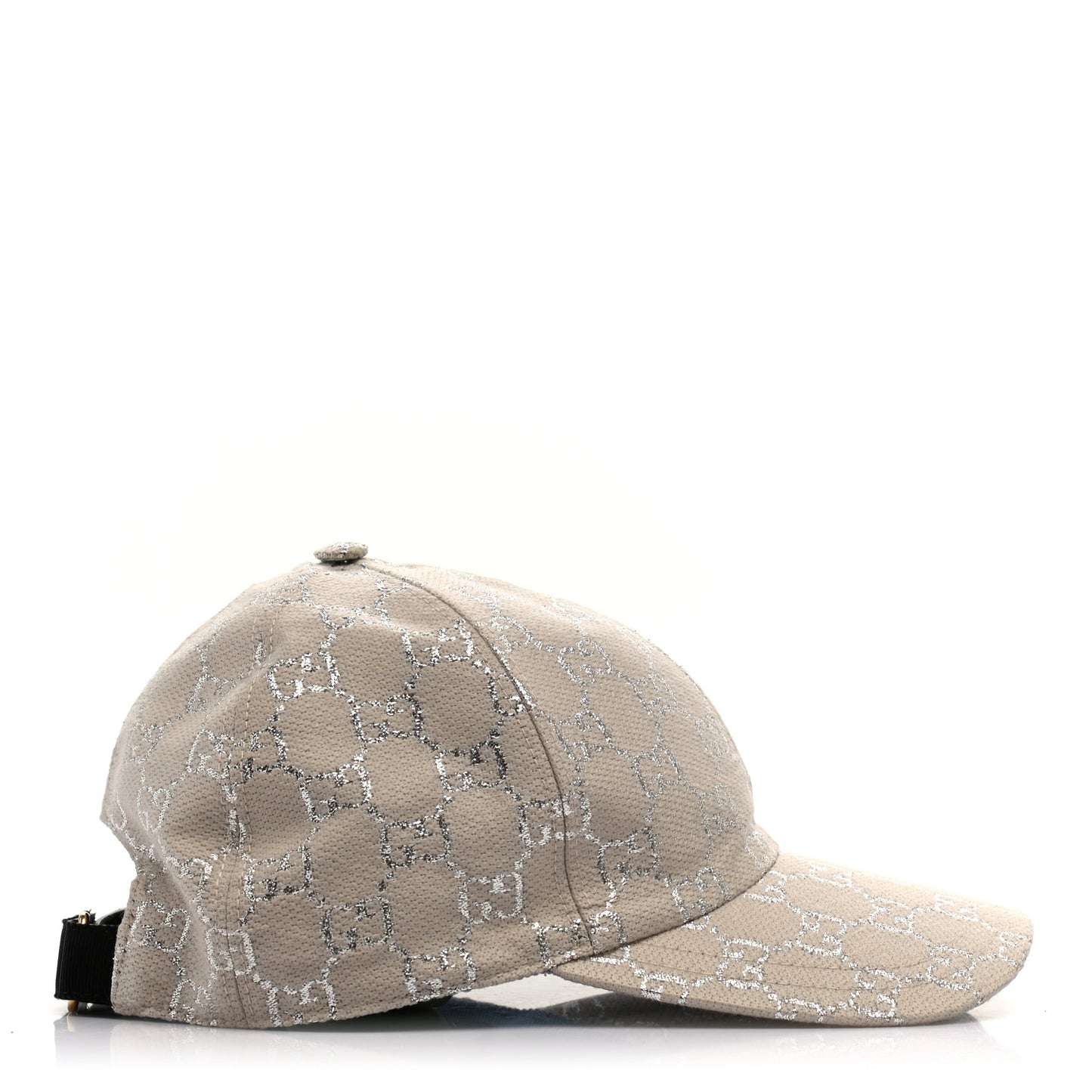 Canvas Lame GG Monogram Rush Baseball Hat S Gardenia Silver