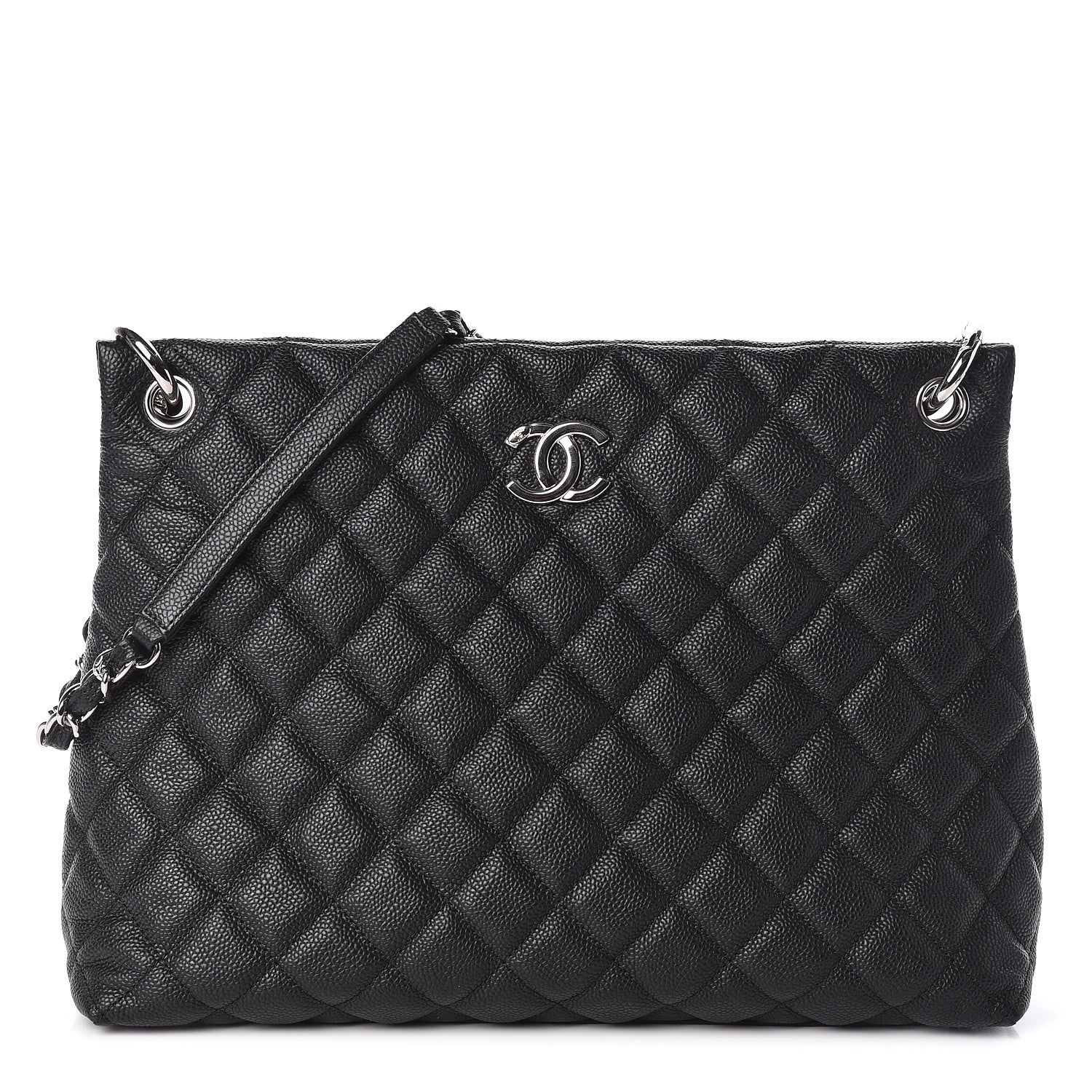 Chanel Caviar Quilted Large CC Shopping Tote Black 1 of 12