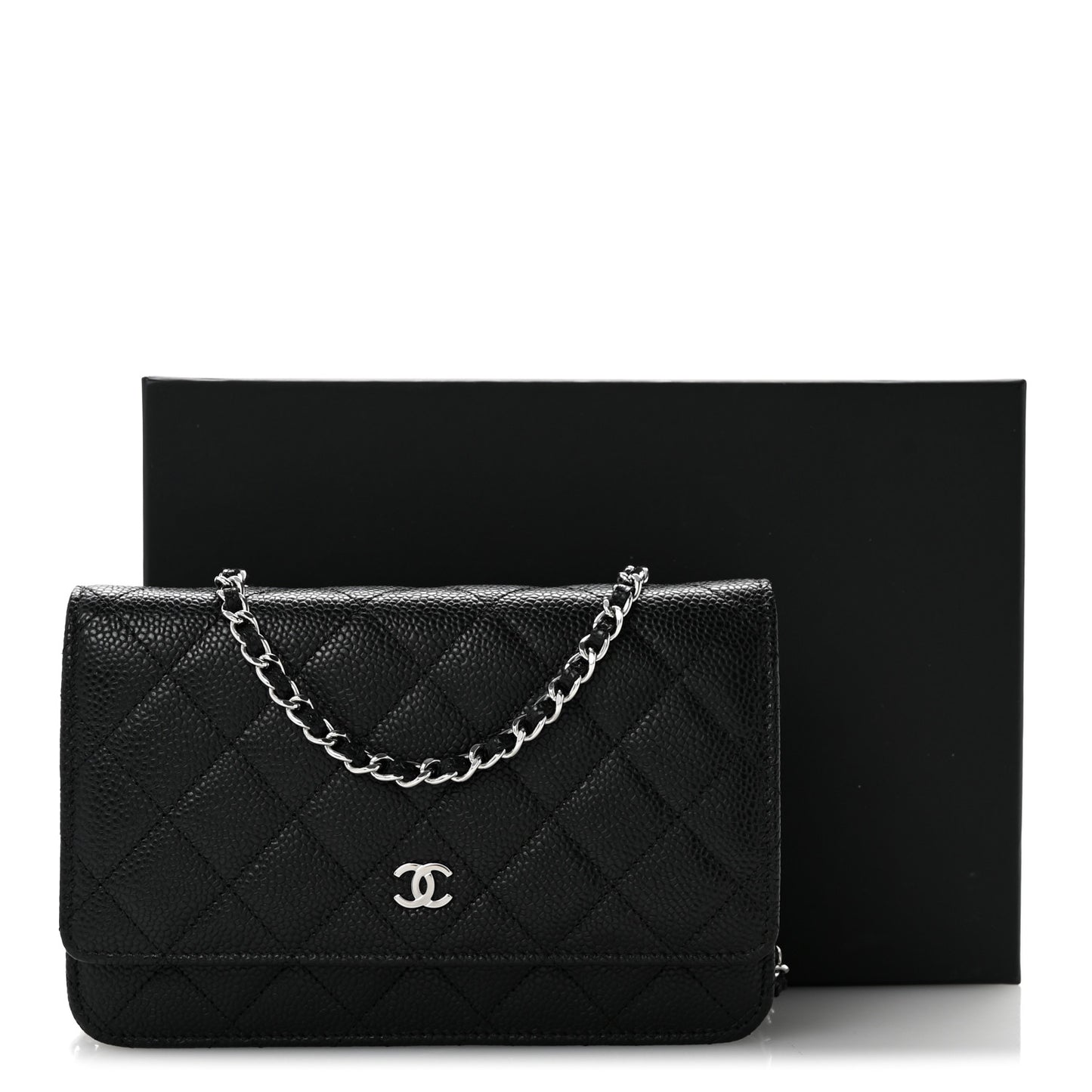 Caviar Quilted Wallet On Chain WOC Black
