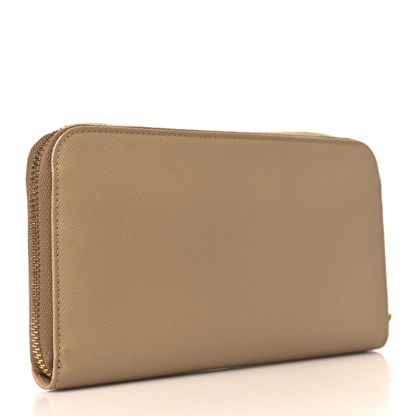 Saffiano Metal Zip Around Wallet Sabbia