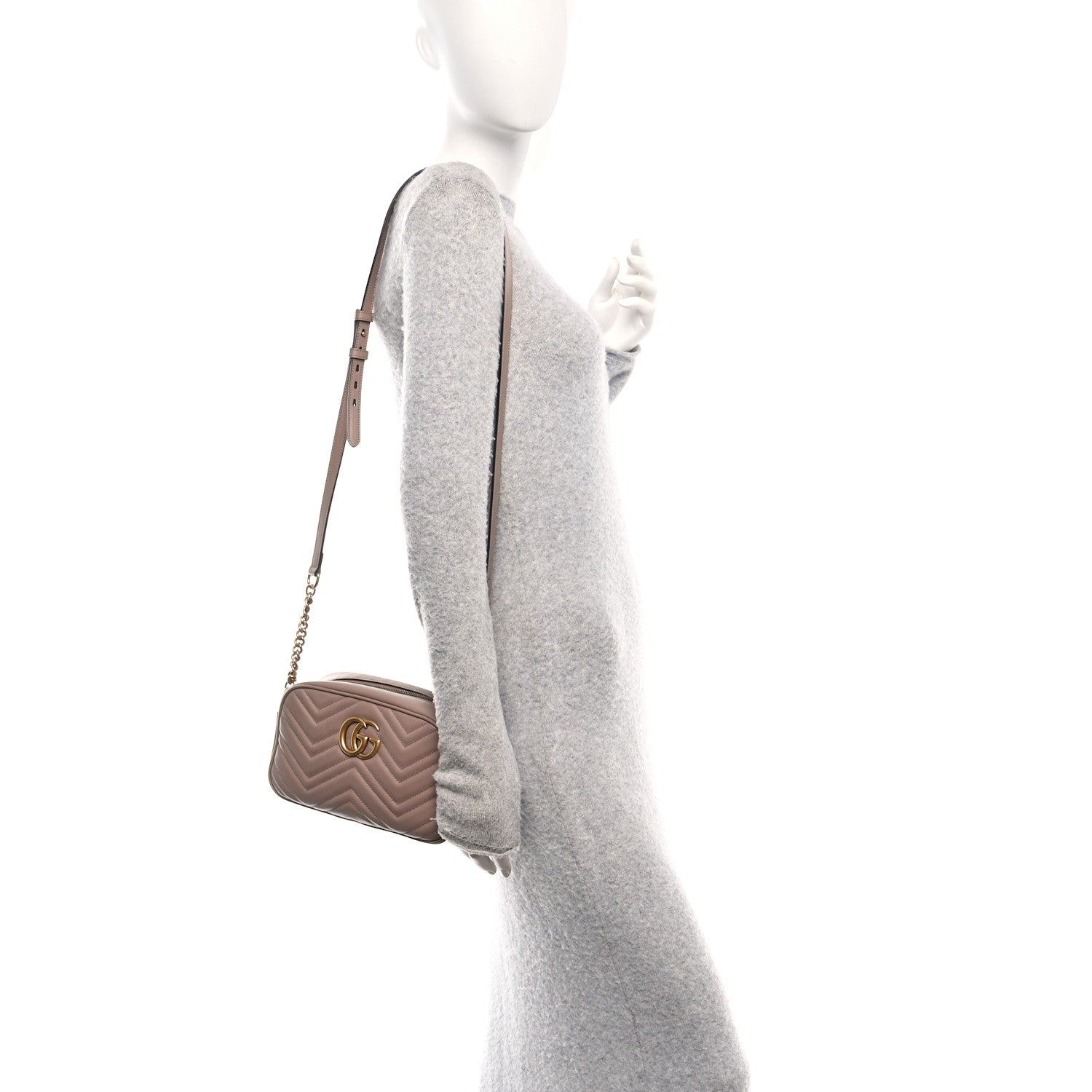 Gucci Calfskin Matelasse Small GG Marmont Chain Shoulder Bag Porcelain Rose 2 of 10